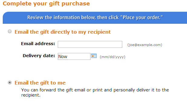 Amazon eBook Gift Options